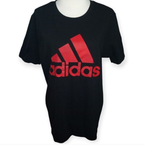 Adidas Men's Black T-Shirt with Red Logo Sz.L EUC - Picture 2 of 5